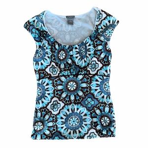 Ann Taylor Sleeveless Geometric Scoop Neck Top